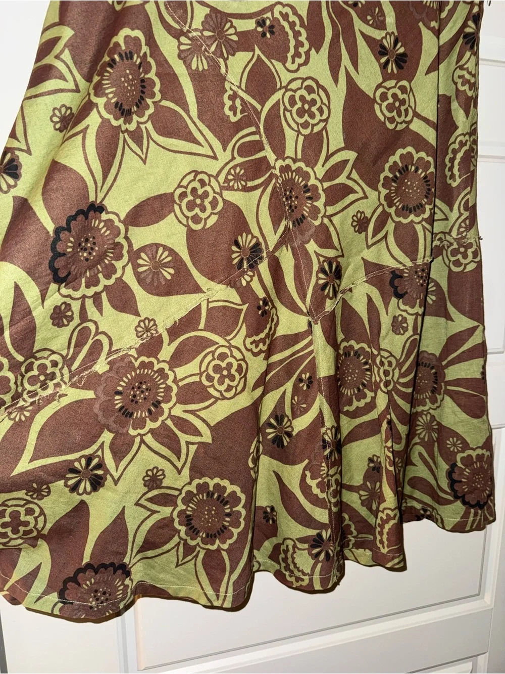 Harold's Green and Brown Floral Circle Skirt